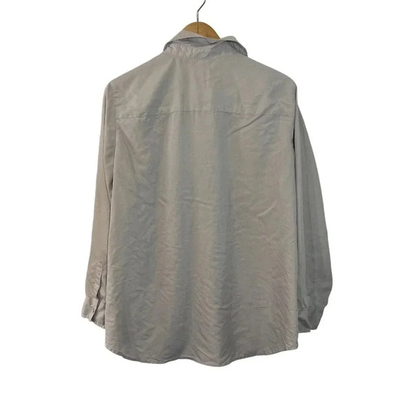 Chicos Beige Button Up Shirt Size 3 XL Long Sleeve Pockets Neutral Career Light - Picture 2 of 4
